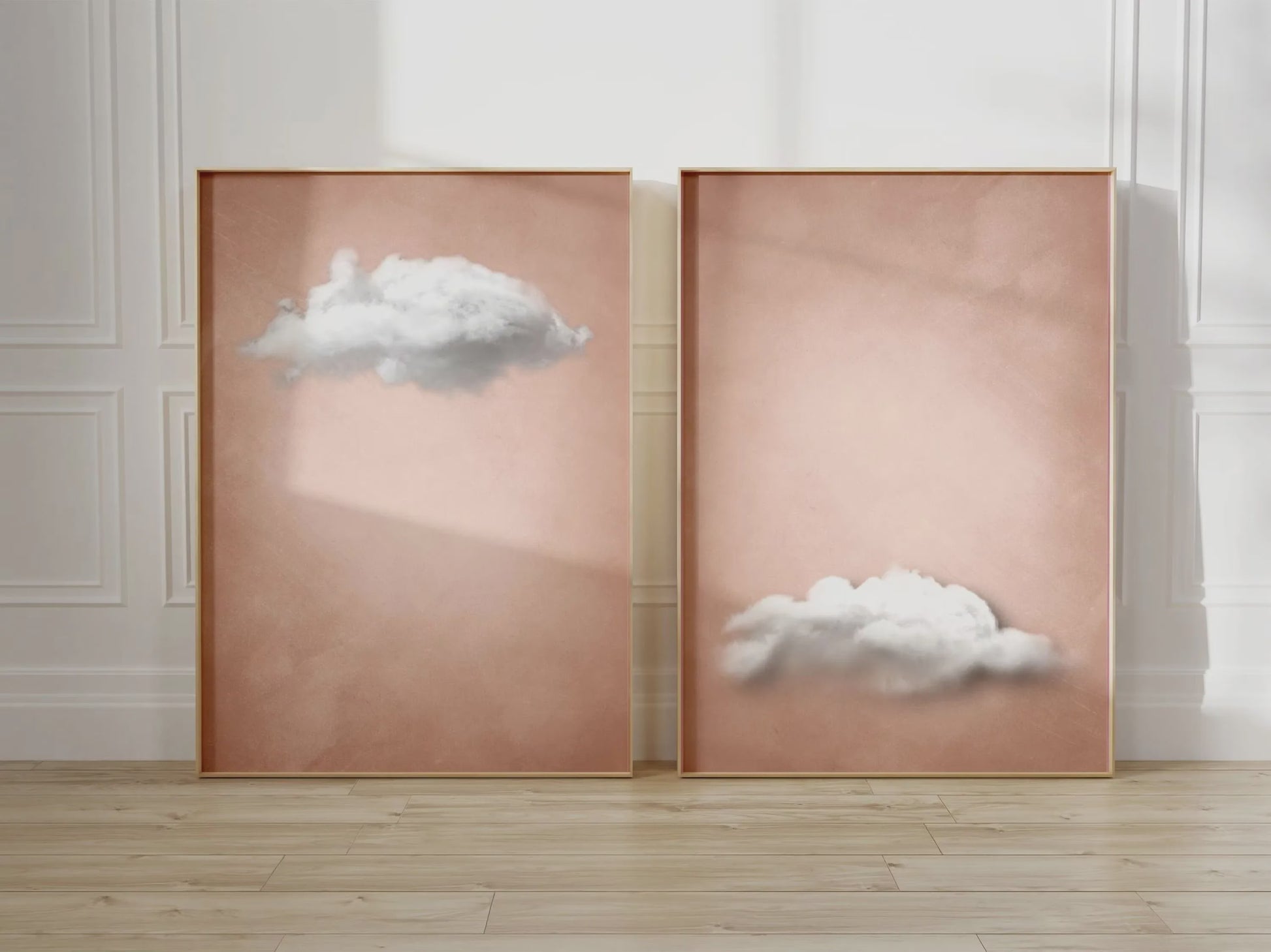 Abstracte Blauwe Wolken Poster - Minimalistische Canvas Muurkunst voor Moderne Woonkamer