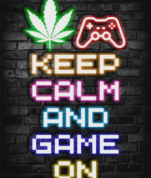 Gaming Neon Canvas Poster: Eat Sleep Game Repeat - Decoratie voor Gamer Kamer