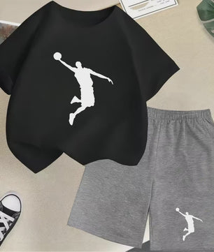 Kinder T-shirt en Short Set - Zomer Sportieve Mode met Grafische Print