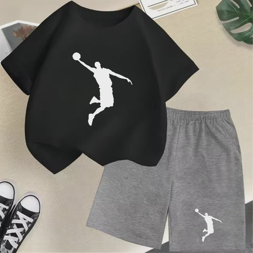 Kinder T-shirt en Short Set - Zomer Sportieve Mode met Grafische Print