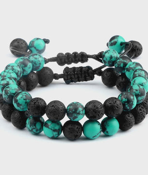 Verstelbare Lava Kralen & Tijgeroog Armband - Yoga & Helende Sieraden voor Hem en Haar