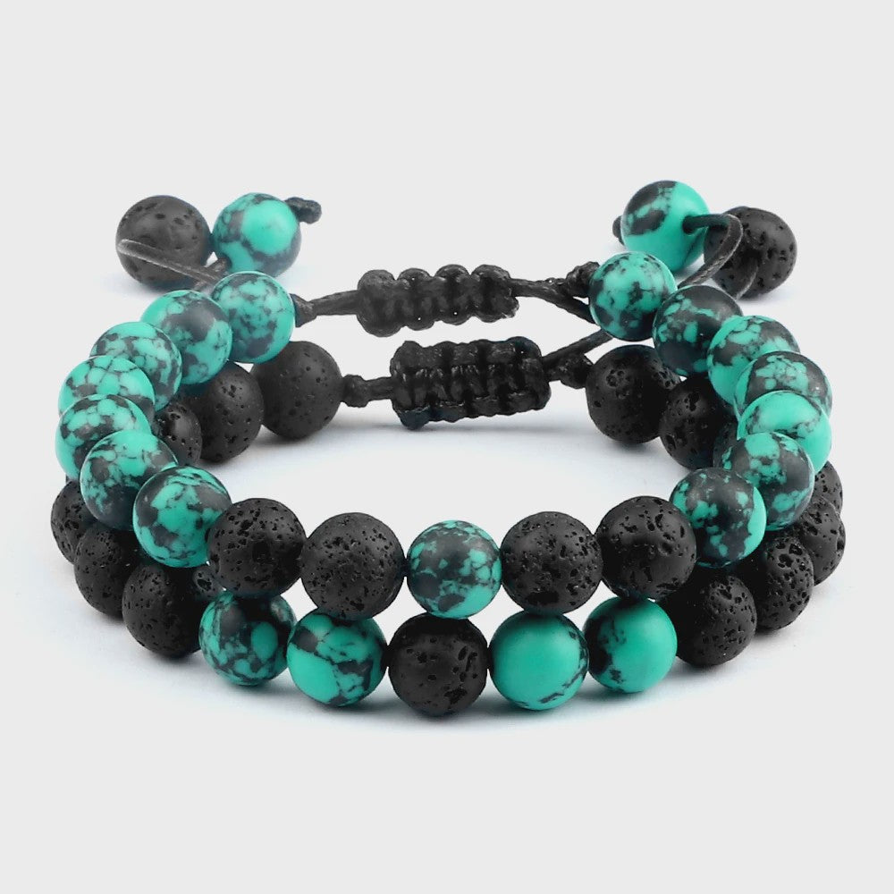 Verstelbare Lava Kralen & Tijgeroog Armband - Yoga & Helende Sieraden voor Hem en Haar