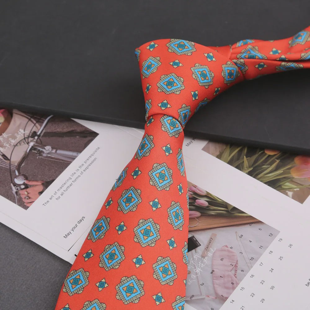 Klassieke Heren Strikdas - Imitatie Zijde met Polka Dot & Bloemendessin