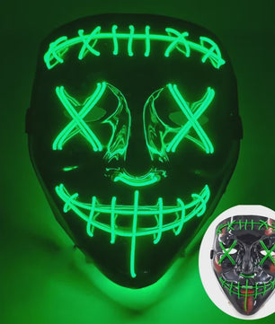 Verlicht LED Neon Purge Masker met Fiber Optic Handschoenen - Halloween & Feest