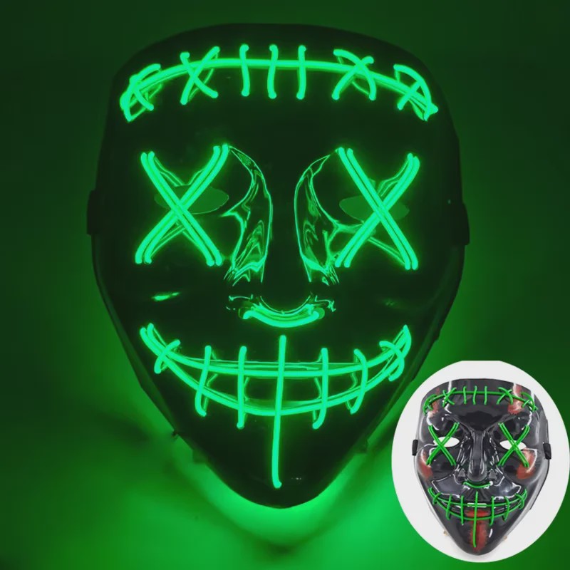 Verlicht LED Neon Purge Masker met Fiber Optic Handschoenen - Halloween & Feest
