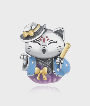 925 Sterling Zilveren Bedel Lucky Cat - Chinees Nieuwjaar & Japanse Stijl Hanger voor Dames Armbanden & Kettingen