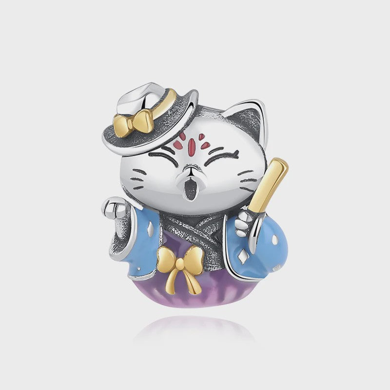 925 Sterling Zilveren Bedel Lucky Cat - Chinees Nieuwjaar & Japanse Stijl Hanger voor Dames Armbanden & Kettingen