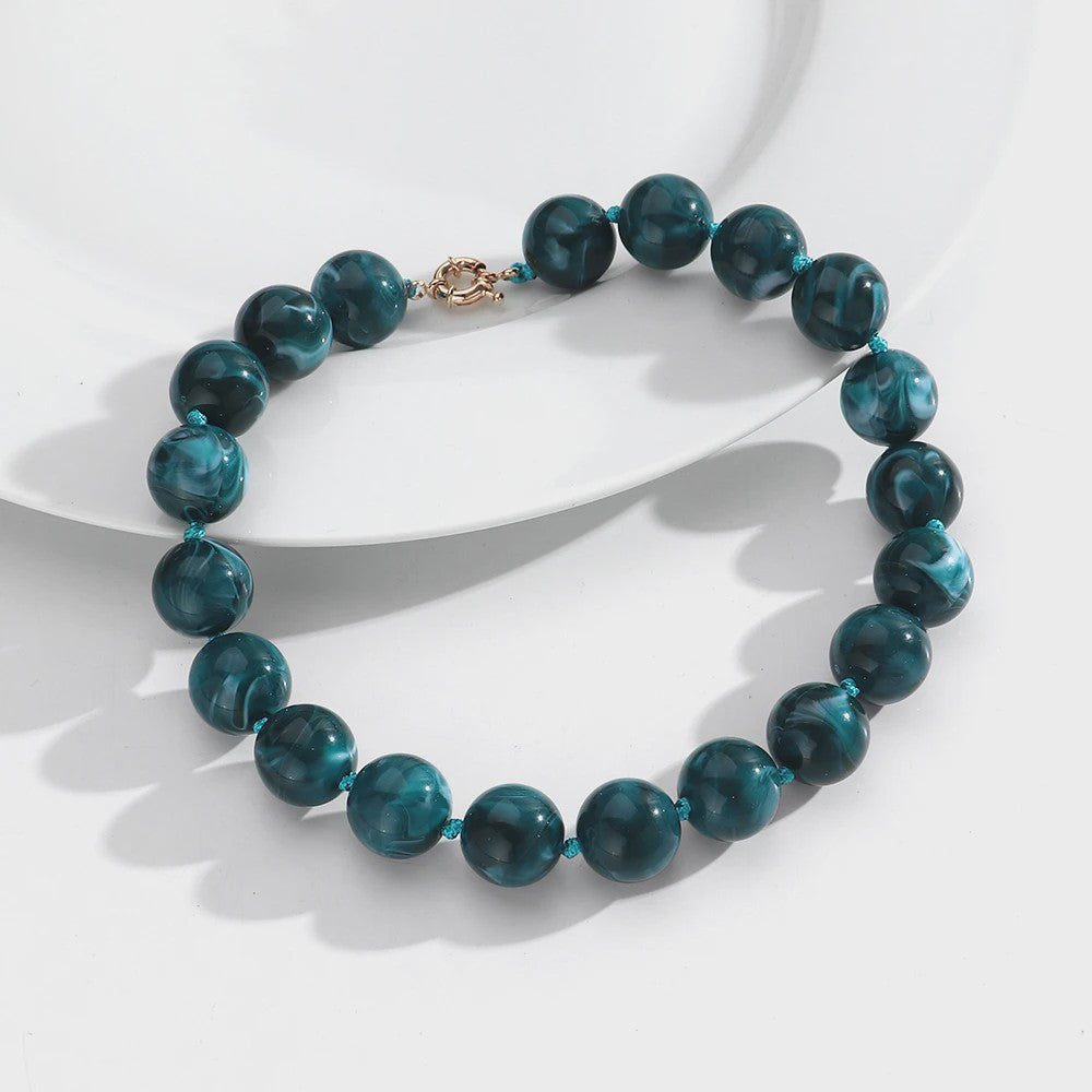 Trendy Multicolor Statement Ketting met Grote Ronde Kralen - Handgemaakt