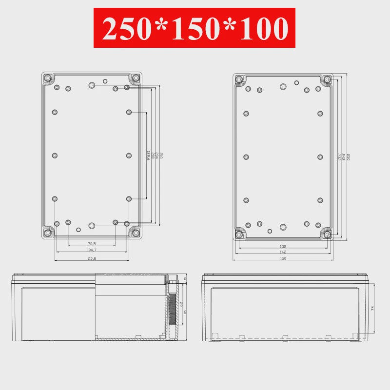 Waterproof Plastic Enclosure Box Electronic Electrical Project Box ABS Outdoor Junction Box Housing IP67 Project Instrument Case