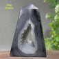 Zwarte Agaat Kristal Geode Obelisk - Natuurlijke Decoratie & Meditatie Steen