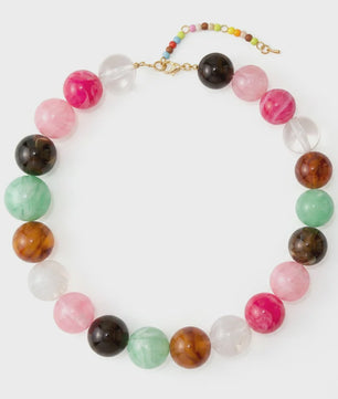 Bohemian Resin Kralen Ketting - Statement Choker met Dubbele Kleuren