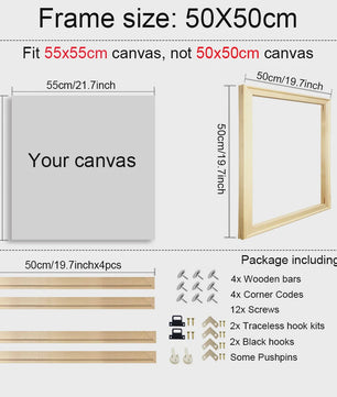 DIY Houten Canvas Frame Kit - Diverse Maten voor Schilderijen & Diamantkunst