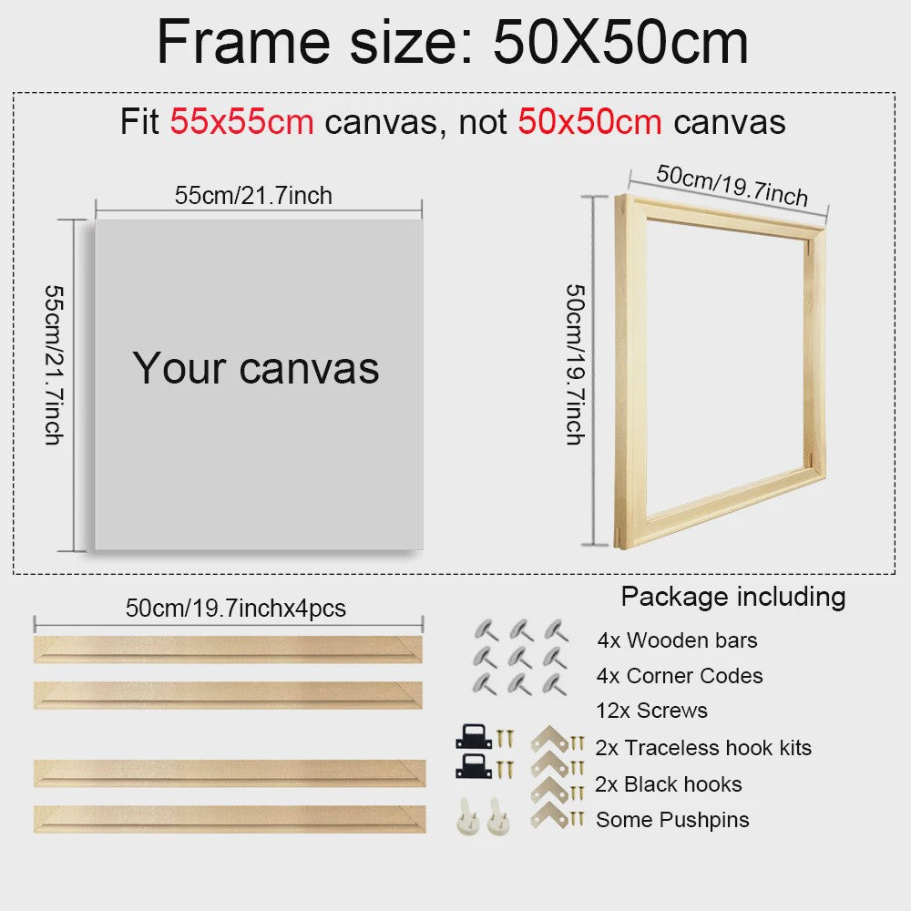 DIY Houten Canvas Frame Kit - Diverse Maten voor Schilderijen & Diamantkunst