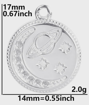Set van 5 Zilverkleurige Stainless Steel Bedels: Ster, Maan, Zon, Vlinder, Roos & Ojo Turco