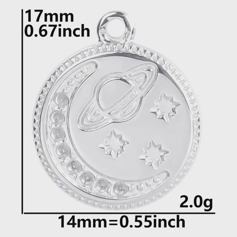 Set van 5 Zilverkleurige Stainless Steel Bedels: Ster, Maan, Zon, Vlinder, Roos & Ojo Turco