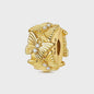 925 Sterling Zilveren Bedel: Gouden Strik met Roze Hart & Kruis met Oog van Horus