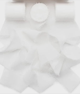 Handgemaakte Satijn Chiffon Lint Set - 3 Rollen van 5m met Rafeleffect voor Bruiloft, Cadeau & DIY Decoratie