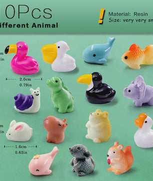 Set van 10 Miniatuur Dierenfiguren: Tuin, Sprookjes & Decoratie