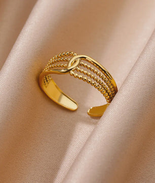 Gouden Ringen Dames - Roestvrij Staal Chunky Open Ringen Vintage Geometrisch Design