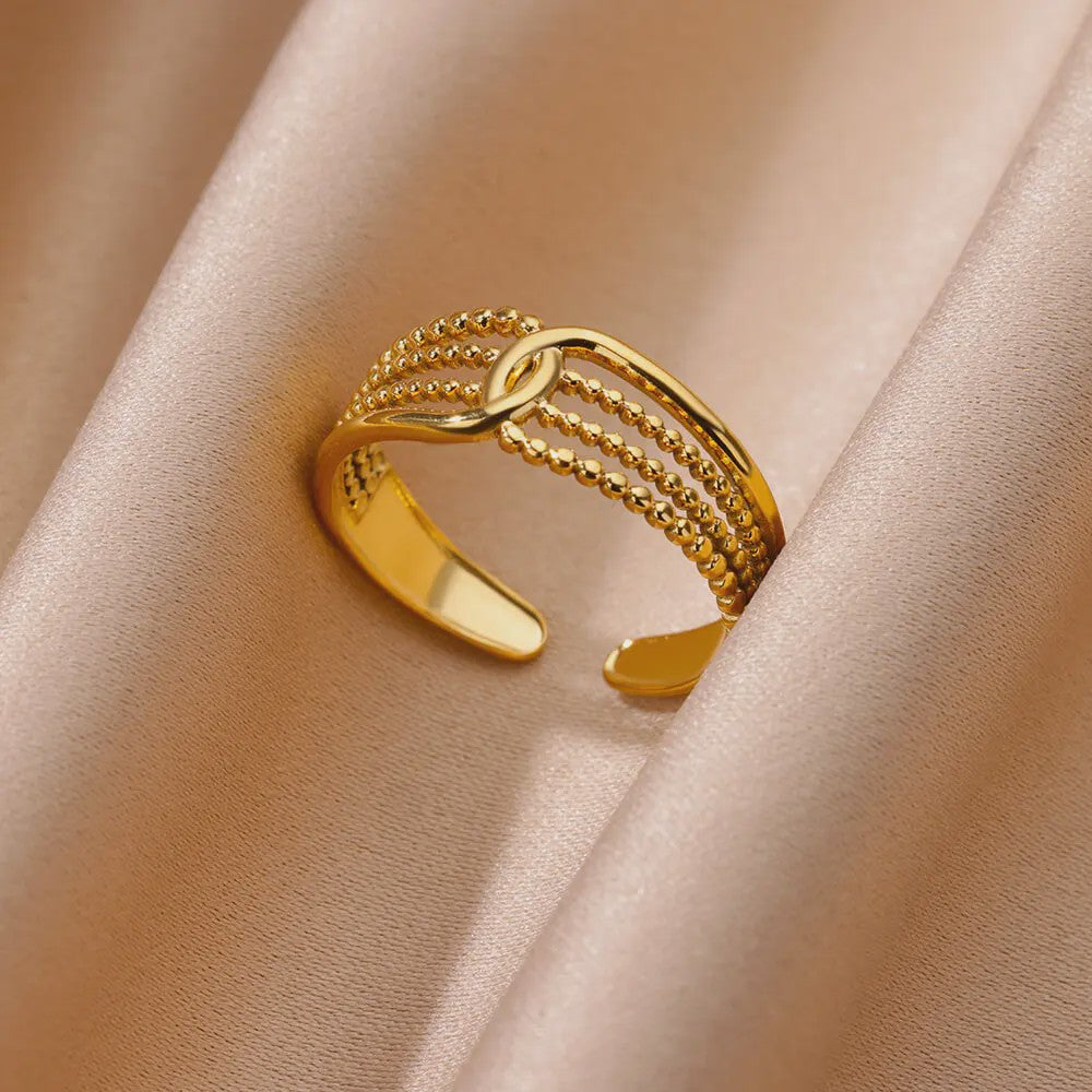 Gouden Ringen Dames - Roestvrij Staal Chunky Open Ringen Vintage Geometrisch Design