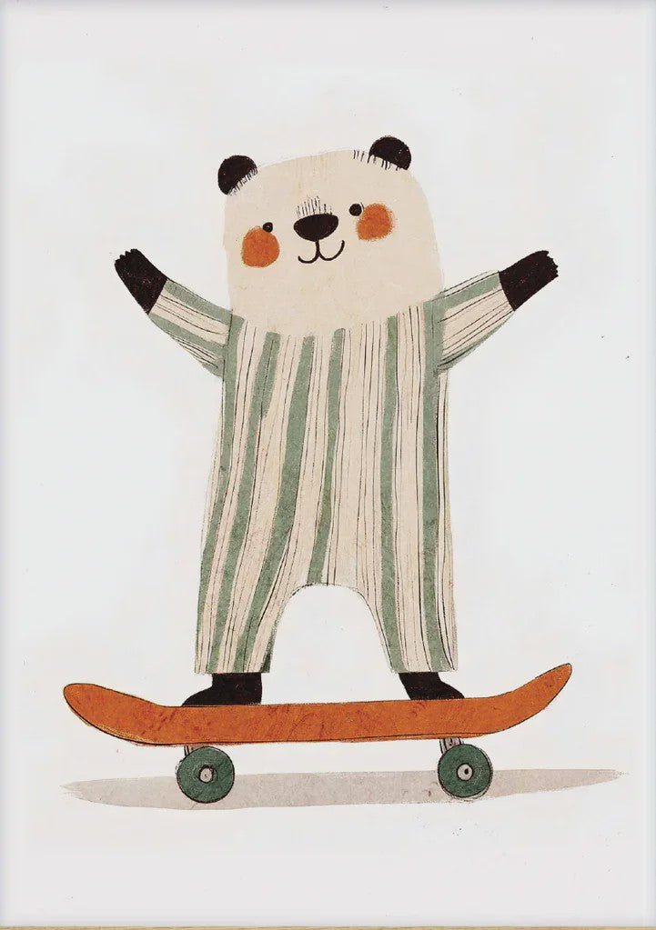 Vrolijke Dieren Canvas Posters - Leeuw, Hond, Beer & Cheetah op Skateboard - Kinderkamer Decoratie