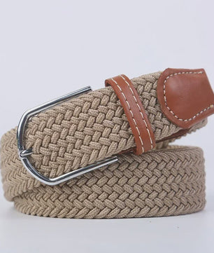 Unisex Gevlochten Elastische Riem met Pin Gesp - 107-130cm