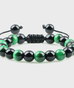 Verstelbare Natuursteen Armband - 8mm Agate & Onyx Kralen voor Mannen en Vrouwen