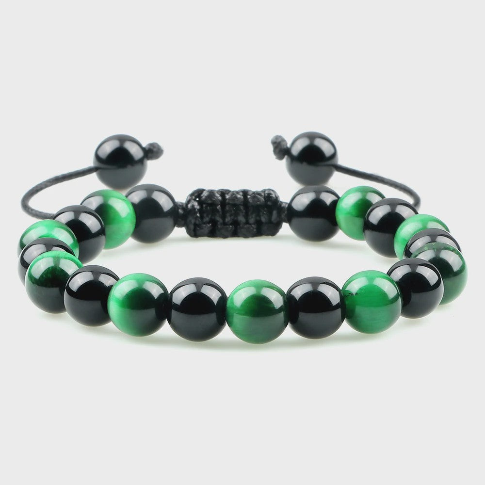 Verstelbare Natuursteen Armband - 8mm Agate & Onyx Kralen voor Mannen en Vrouwen