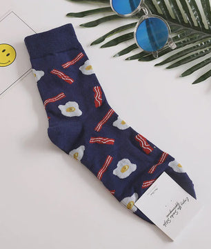Grappige Heren Sokken met Food Prints: Avocado, Friet, Burger, Bier & Meer | Harajuku Stijl