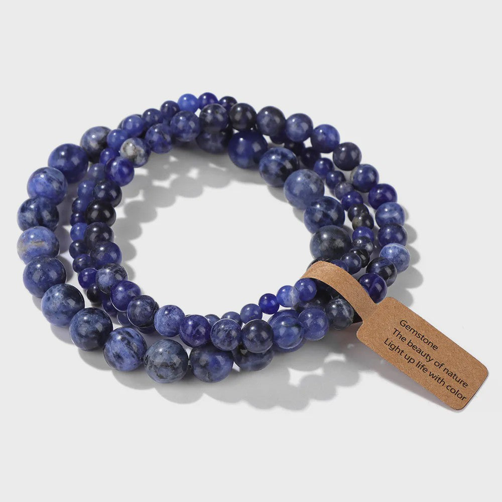 Set van 3 Natuurstenen Kralen Armbanden - Dames & Heren - 4, 6, 8 MM