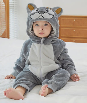 Baby Romper Dierenkostuum Kigurumi - Zacht Flanellen Jumpsuit voor Jongens & Meisjes