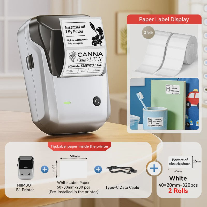 Niimbot B1 Draadloze Thermische Labelprinter - Ideaal voor Kleine Bedrijven, Huis & Cadeaus