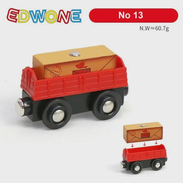 Houten Magneet Treinwagon Set - Uitbreidbaar en Compatibel met Houten Spoorsystemen