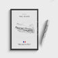 Vintage F1 Circuit Poster: Zwart-Wit Formule 1 Kunst voor de Raceliefhebber