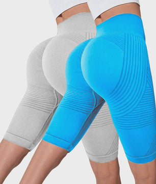 2-Pack Seamless High-Waisted Yoga Shorts met Push-Up Effect - Perfect voor Fitness & Training