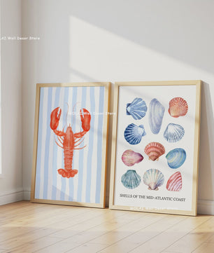 Retro Blauwe Sardine Canvas Poster - Mediterrane Stijl Wanddecoratie