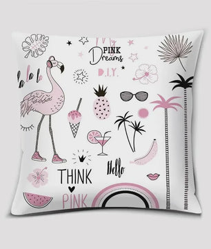 Vrolijke Flamingo Kussenhoes Vierkant - Decoratie voor Bank & Auto