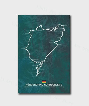Formule 1 Circuit Poster Canvas - F1 Race Track Kunst Print voor Woonkamer Decoratie
