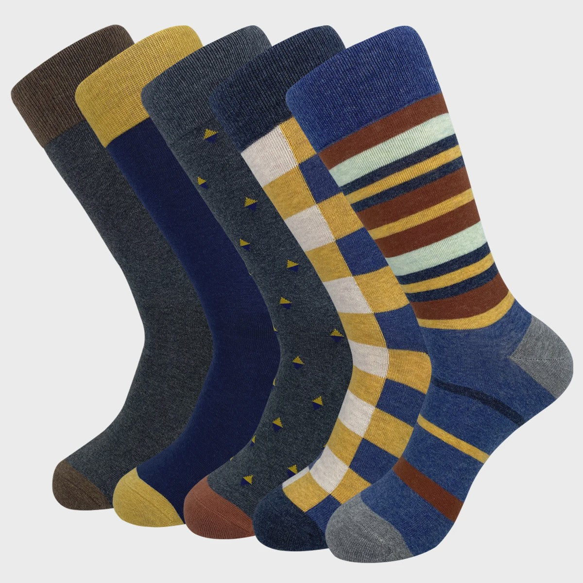 5 Paar Heren Sokken Plus Size - Comfortabel Katoen, Ademend & Stijlvol Argyle/Streep