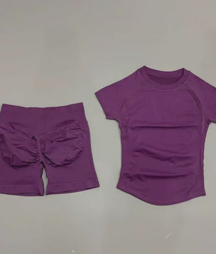 Seamless Sportset Dames: Yoga Top met Korte Mouw & Fitness Shorts