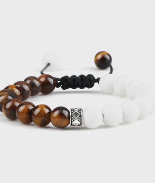 Verstelbare Natuursteen Armband - 8mm Agate & Onyx Kralen voor Mannen en Vrouwen