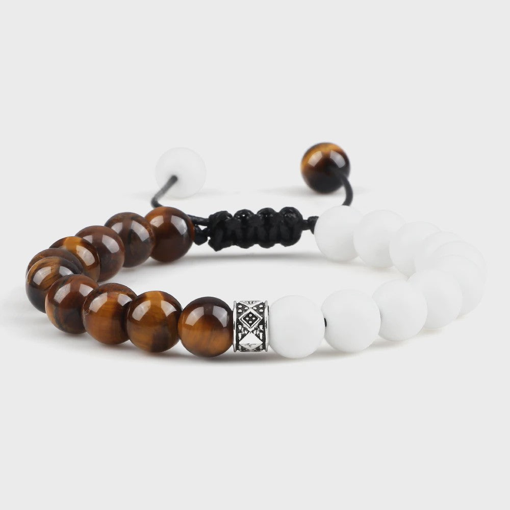 Verstelbare Natuursteen Armband - 8mm Agate & Onyx Kralen voor Mannen en Vrouwen