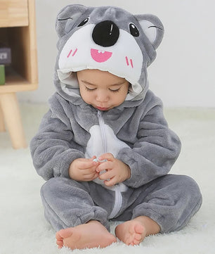 Baby Romper Dierenkostuum Kigurumi - Zacht Flanellen Jumpsuit voor Jongens & Meisjes