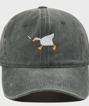 Unieke Geborduurde Baseball Cap met Gans Patroon - Casual Stadsstijl