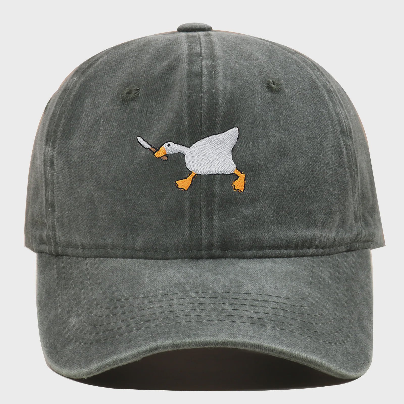 Unieke Geborduurde Baseball Cap met Gans Patroon - Casual Stadsstijl