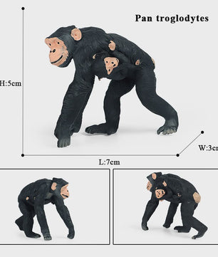 Oenux Wild Animal Speelfiguren: Aap, Chimpansee, Orang-oetan & Gibbon (PVC)