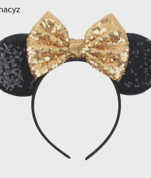 Chique Sequin Mickey Oortjes Diadeem met Strik - Feestelijk Haaraccessoire voor Kinderen & Dames