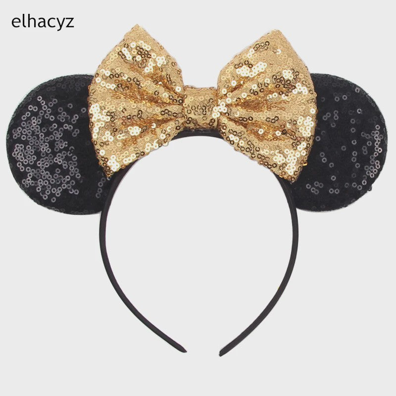 Chique Sequin Mickey Oortjes Diadeem met Strik - Feestelijk Haaraccessoire voor Kinderen & Dames