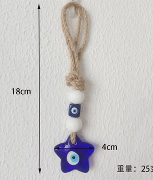 Blauw Turks Oog Hanger met Touw - Decoratie voor Auto, Muur & Huis