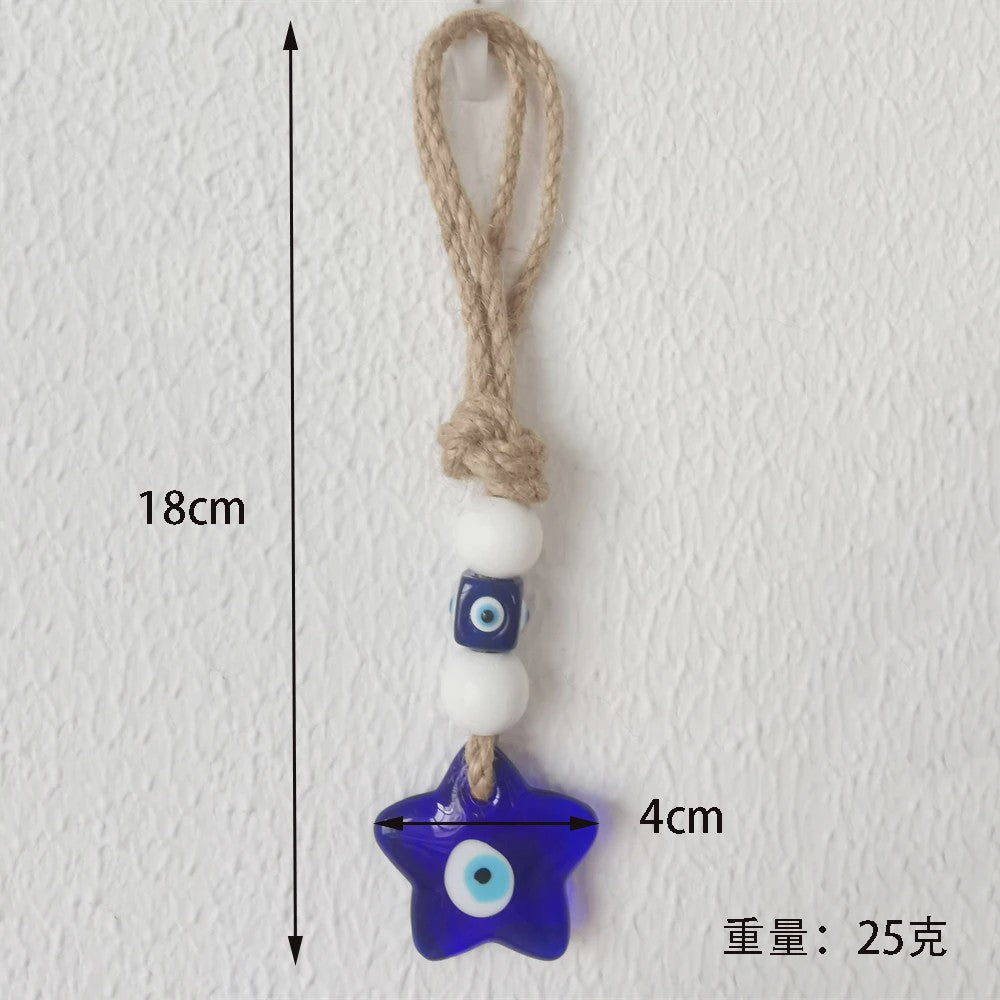 Blauw Turks Oog Hanger met Touw - Decoratie voor Auto, Muur & Huis